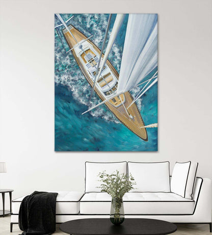 Œuvre d'art murale géante « Tour du monde à la voile » 72 x 54