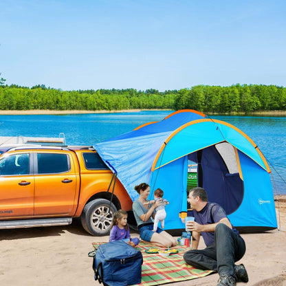 Outsunny Tente De Camping Pour Voiture Avec 3 Portes, 2000mm Imperméable, Bleu Et Orange|Outsunny Car Camping Tent With 3 Doors, Blue And Orange