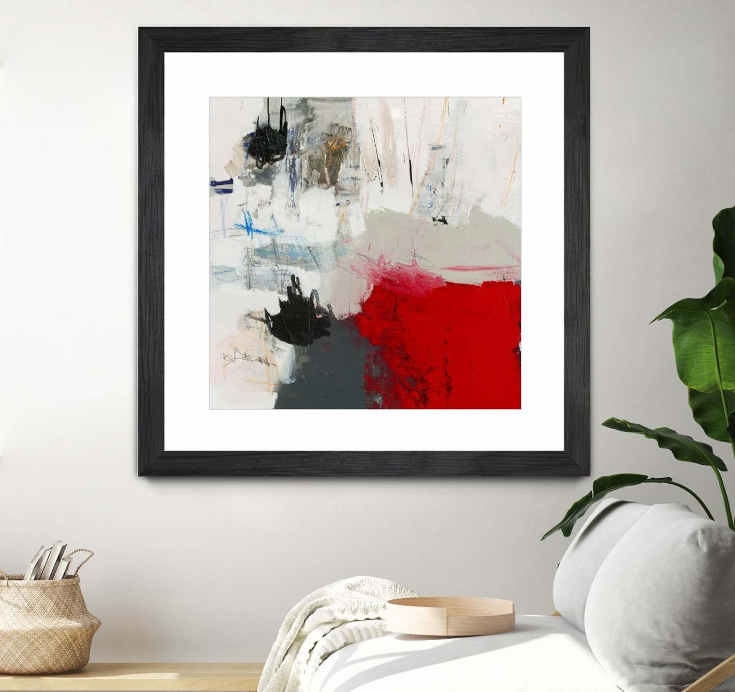 Œuvre d'art murale sur toile encadrée noire « La montagne vient à vous » 30 x 30