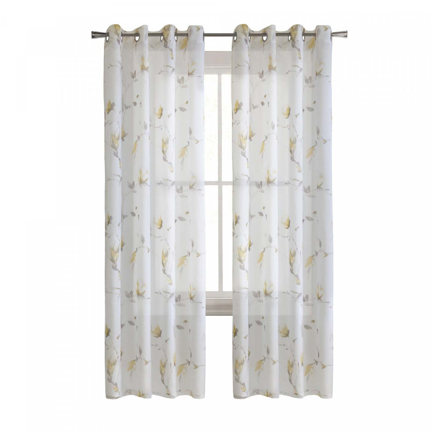 Habitat Symphony Yellow Sheer Grommet Curtain Panel - 52 x 95|Panneau de rideau transparent à œillets Symphonie jaune d'Habitat - 52 x 95
