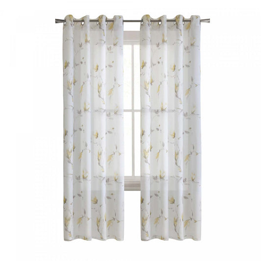 Habitat Symphony Yellow Sheer Grommet Curtain Panel - 52 x 63|Panneau de rideau transparent à œillets Symphonie jaune d'Habitat - 52 x 63