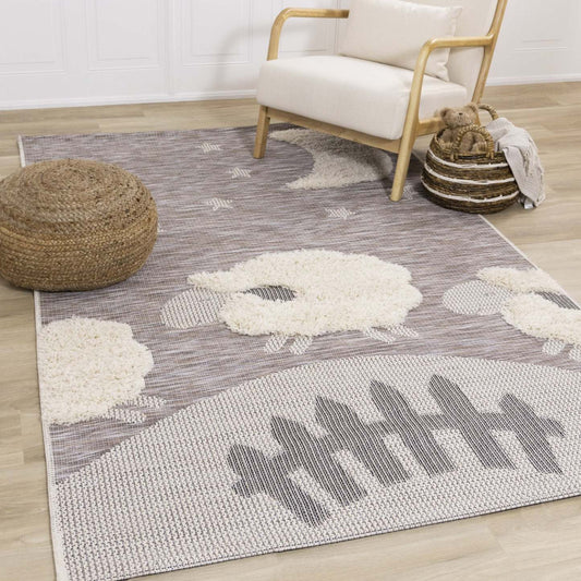 Tapis à motif de mouton pour enfants - 3 pi 11 po x 5 pi 7 po