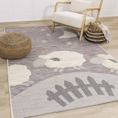 Kids Sheep Area Rug - 5'3 x 7'7|Carpette à motif de mouton pour enfants - 5 pi 3 po x 7 pi 7 po
