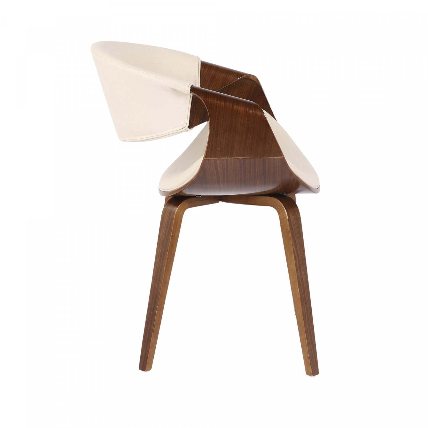 LumiSource Symphony Faux Leather Mid-Century Modern Dining Accent Chair - Walnut/Cream|Chaise d’appoint de salle à manger moderne du milieu du 20e siècle Symphony en similicuir - noyer et crème
