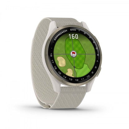 Garmin Approach S50 Amoled Montre Intelligente de Golf - Gps, 43 000 Parcours Préchargés | Aluminium Crème Or Bez
