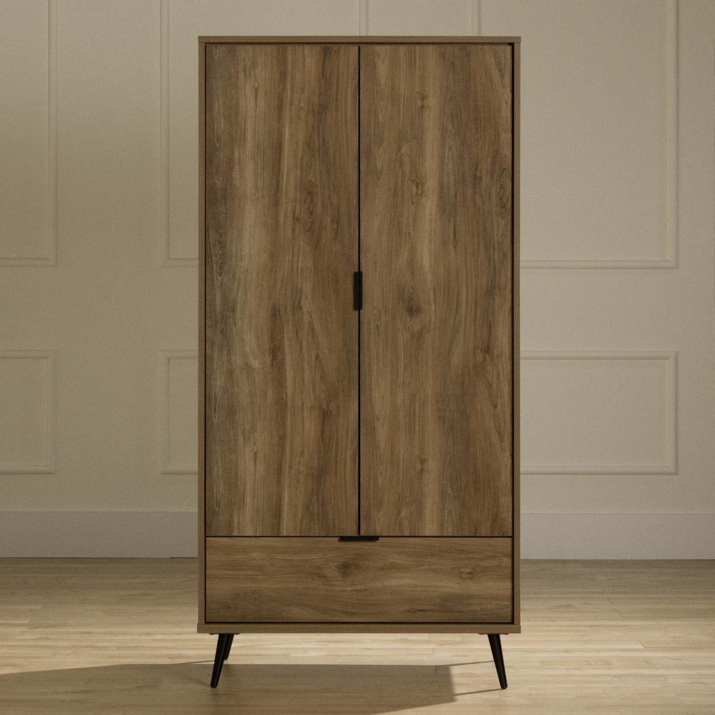 Armoire-penderie Oxford avec portes et tiroirs - Mangue naturelle | Oxford Armoire-penderie Avec Portes Et Tiroir - Manguier Naturel