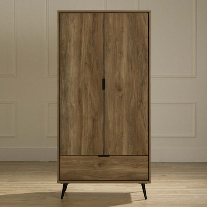 Armoire-penderie Oxford avec portes et tiroirs - Mangue naturelle | Oxford Armoire-penderie Avec Portes Et Tiroir - Manguier Naturel