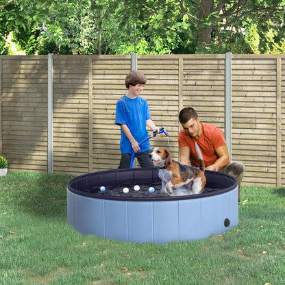 Pawhut Piscine Pliable pour Chiens, Piscine Portable pour Animaux de Compagnie, Baignoire pour Chiots d'Intérieur/Extérieur avec Fond Antidérapant, Diamètre 1,20 M, Bleu