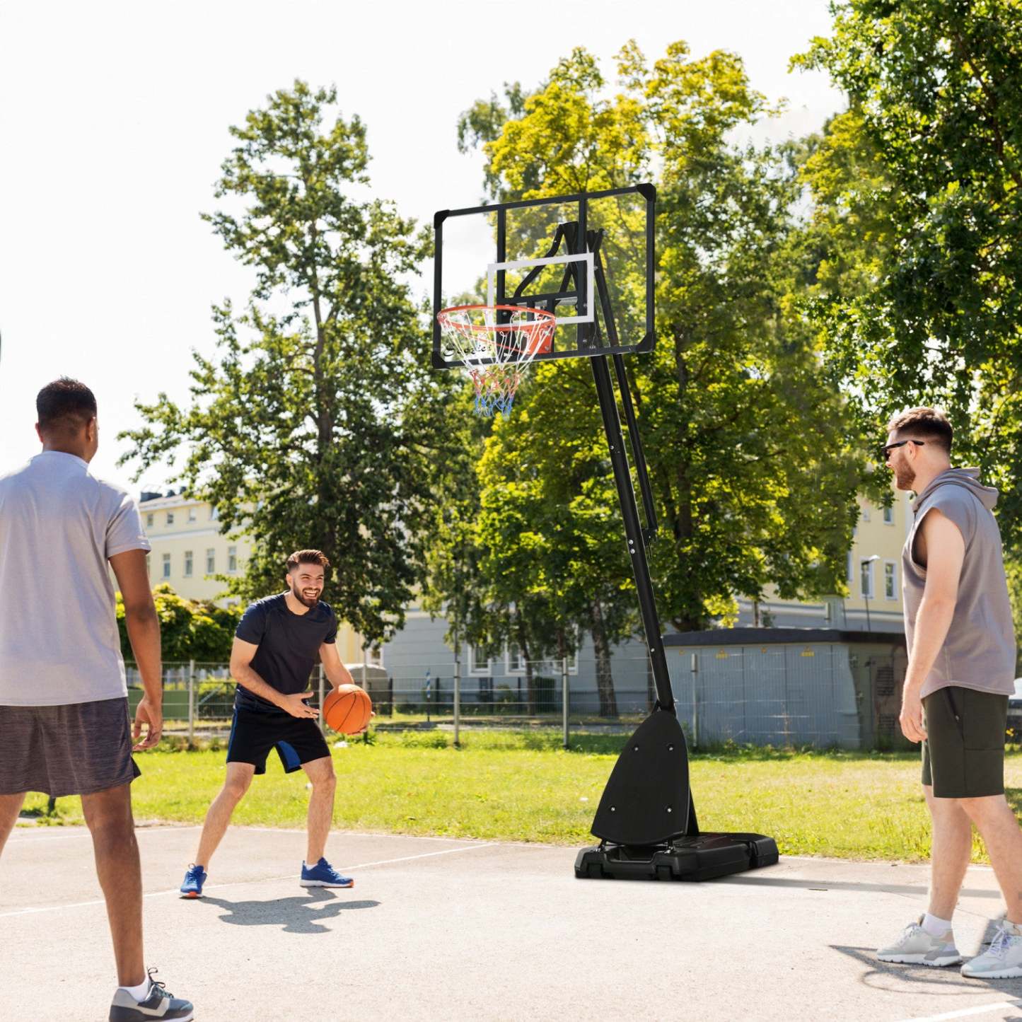 Soozier Panier de Basketball Portable Avec Roues, Base Lestée, 115.4-137.8