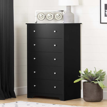 Commode Vito à 5 tiroirs - Noir Pur | Commode Vito 5 Tiroirs - Noir Solide