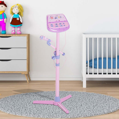 Qaba Microphone Pour Enfants, Jouets Karaoke Pour Enfants 3+ Ans Avec Support Musical, Machine Karaoke Microphon|Qaba Enfants Machine Disco Karaoke Jouet Microphone Réglable Haut-parleur Connecté Aux Lecteurs