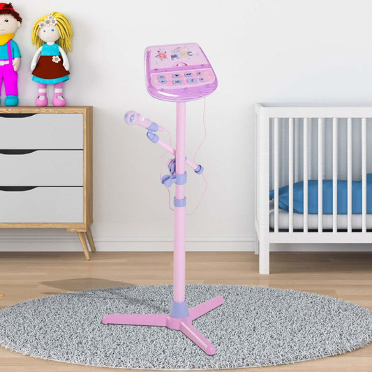 Qaba Microphone Pour Enfants, Jouets Karaoke Pour Enfants 3+ Ans Avec Support Musical, Machine Karaoke Microphon|Qaba Enfants Machine Disco Karaoke Jouet Microphone Réglable Haut-parleur Connecté Aux Lecteurs