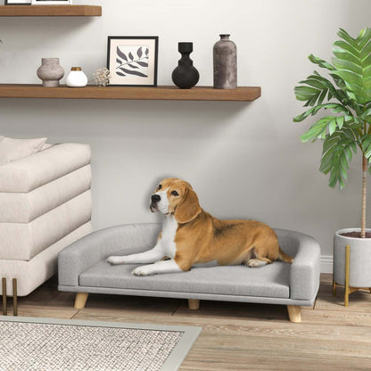 Sofa pour chien Pawhut, canapé-lit pour grands chiens, canapé-lit surélevé pour animaux de compagnie avec housse amovible et lavable, patins antidérapants, gris