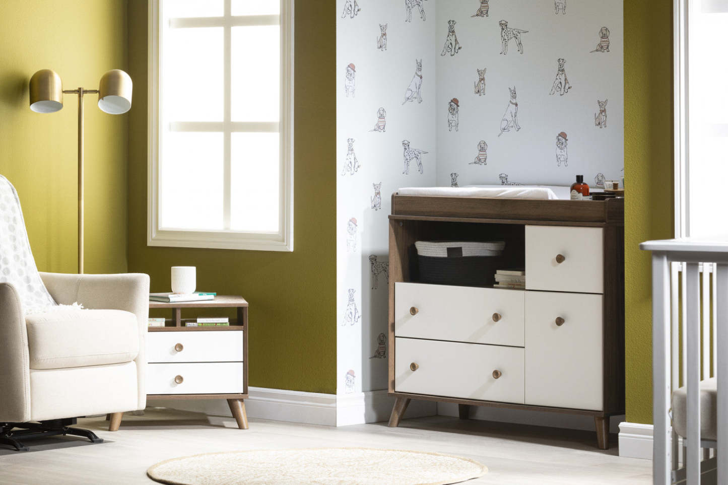 Table à langer large avec tiroirs Yodi - Noyer naturel et blanc | Yodi Table à langer avec tiroirs Large - Noyer naturel et Blanc | D83GKK75