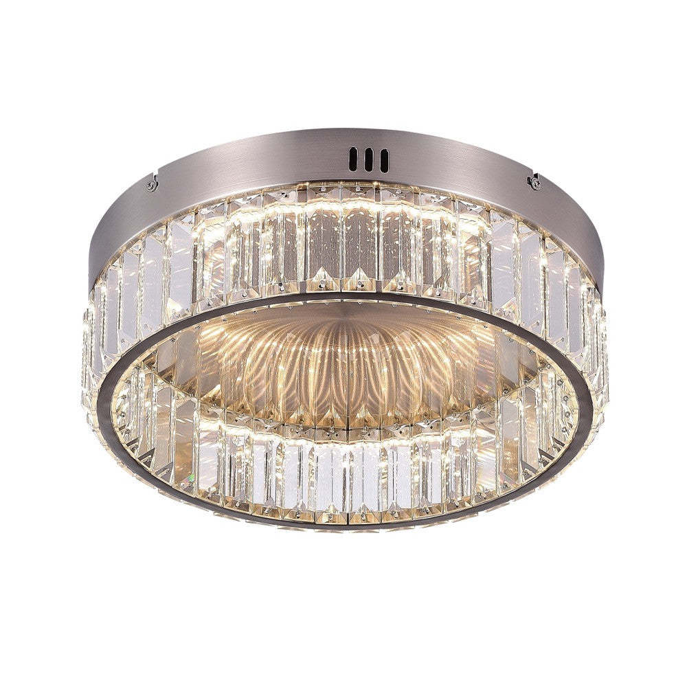 Stella One-Tier LED Satin Nickel Flush Mount|Plafonnier affleuré à 1 niveau Stella nickel satiné à DEL|D06HXRK8