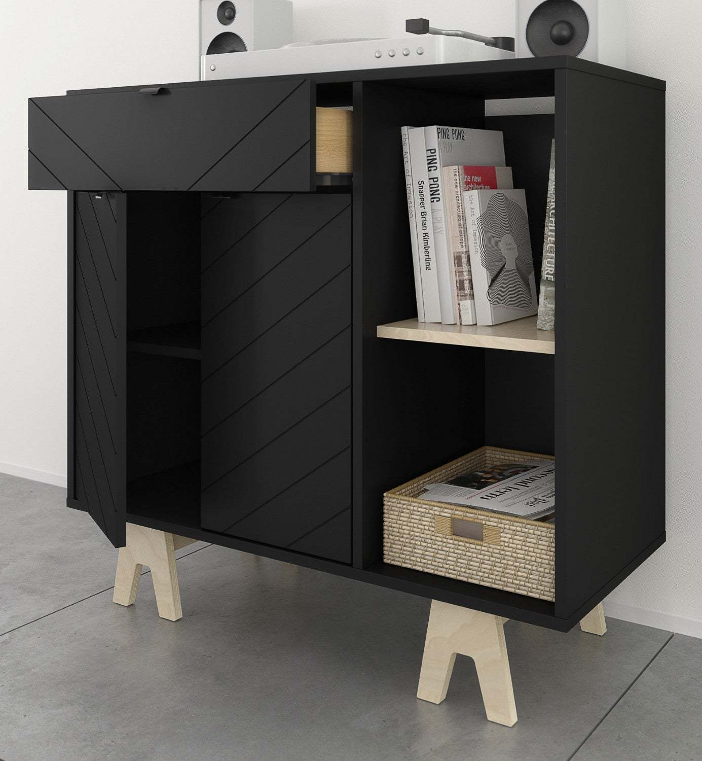 Nordika Armoire d'appoint Gossip - Noir | Armoire décorative Gossip Nordika - noire | D08HU2D5