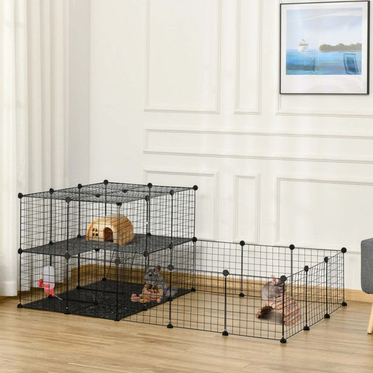 Pawhut Petite Cage Pour Animaux Lapin Avec Porte, Parc Pour Cobaye, Clôture Pour Petit Animal Pour Lapin, Ch|Pawhut Enclos Pour Petits Animaux Parc Pour Chiot Clôture Pour Animaux Domestiques Modulable Diy 47