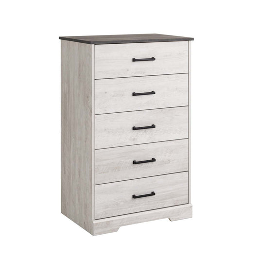 Prepac Rustic Ridge 27.5 5-Drawer Chest - Washed White|Commode verticale Rustic Ridge de Prepac de 27,5 po à 5 tiroirs - blanc délavé