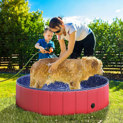 Pawhut Piscine Pour Chien Pliable Portable, Piscine Pour Animaux De Compagnie, Baignoire Pour Chiots Intérieure/Extérieure Avec Antidérapant | Pawhut D01-004rd Piscine De Bain Pour Chien Pliable Pour Animal Domestique Piscine Pour Chiot Baignoire