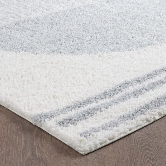 Carpette à poil long Paris crème à motif de cercles - 6 pi 7 po x 9 pi 6 po