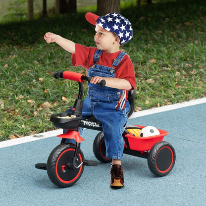 Qaba Tricycle Pour Tout-petits, Filles Et Garçons De 2 À 5 Ans, Vélo Pour Enfant Avec Siège Réglable