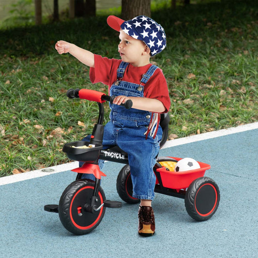 Qaba Tricycle Pour Tout-petits, Filles Et Garçons De 2 À 5 Ans, Vélo Pour Enfant Avec Siège Réglable