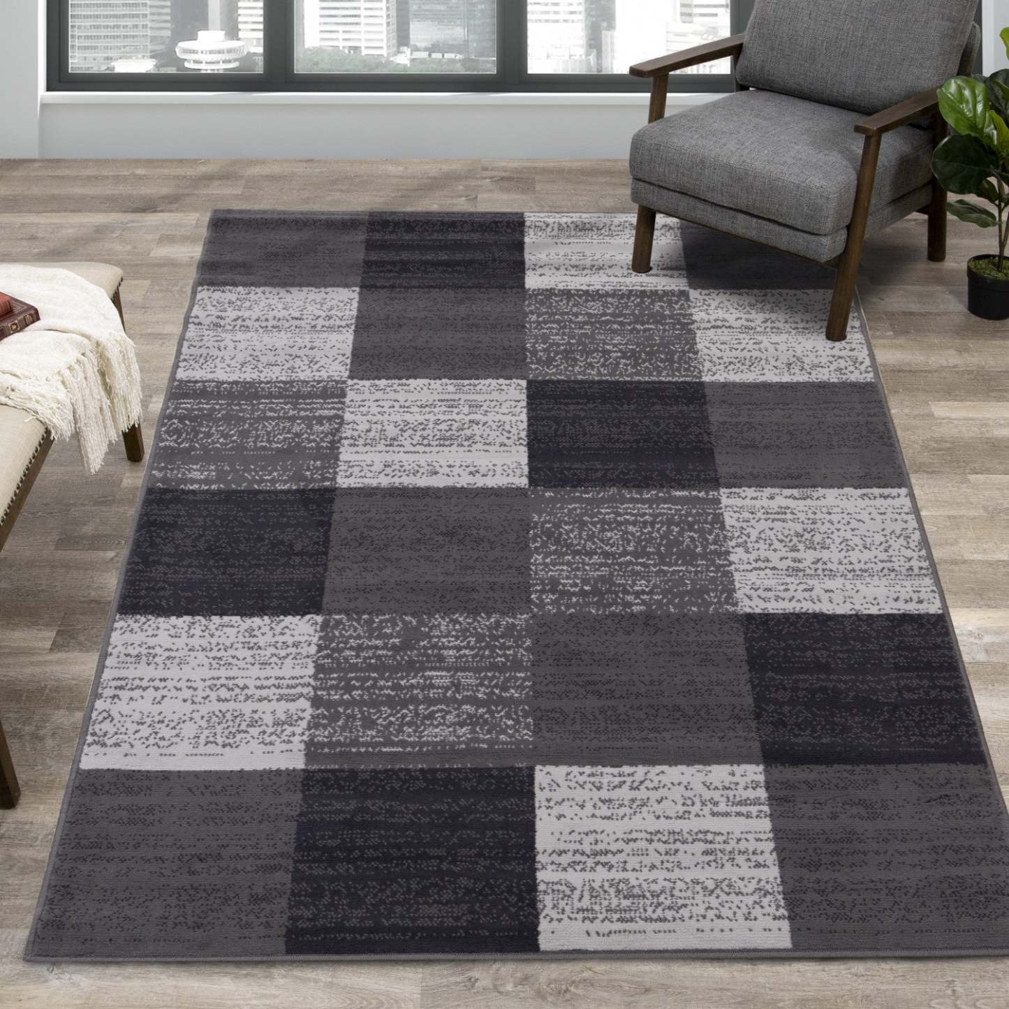 Florence Distressed Blocks Indoor Area Rug - 4'7 x 6'7|Tapis d'intérieur à motifs de blocs vieillis Florence - 4 pi 7 po x 6 pi 7 po