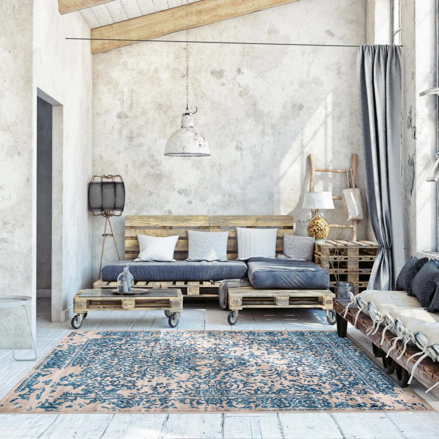 Tapis Corinne Bleu 6'7 x 9'6|Carpette Corinne bleue 6 pi 7 po x 9 pi 6 po|D86F4GRQ