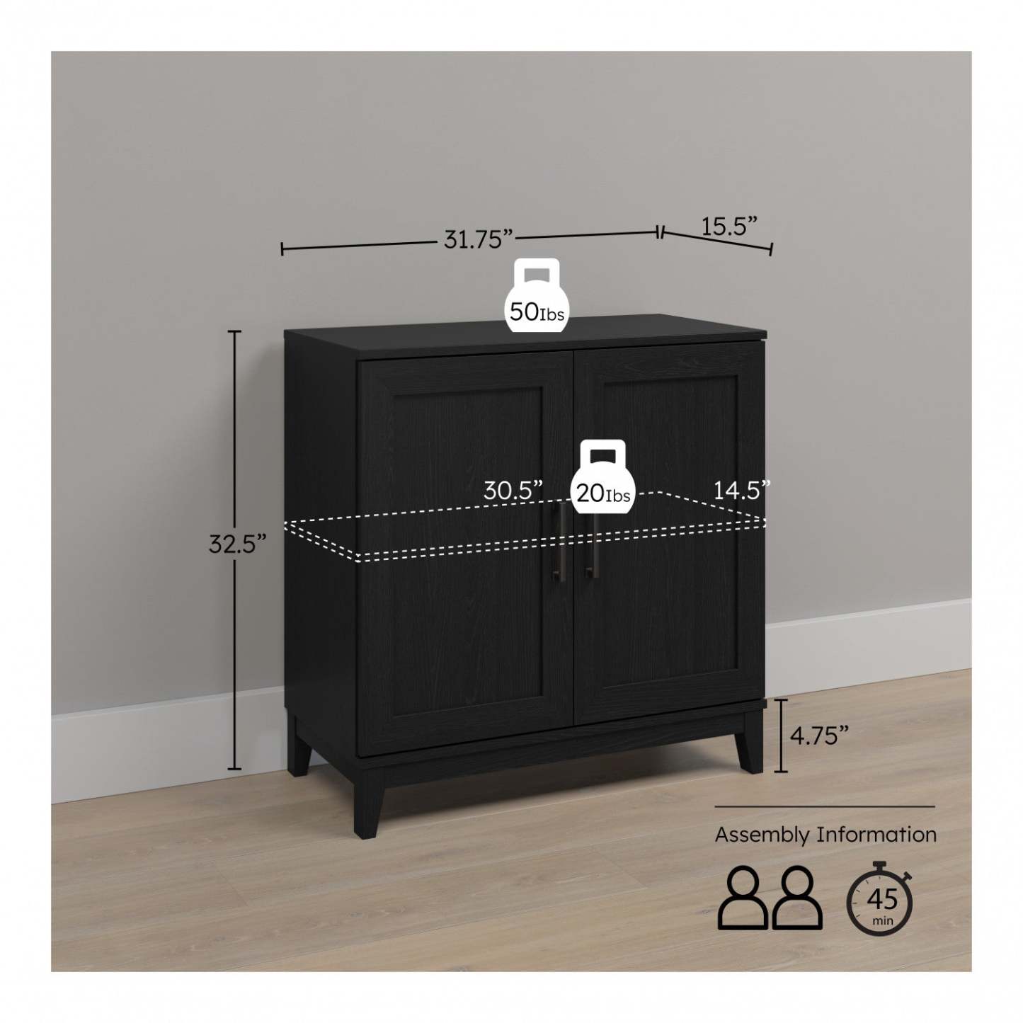 Armoire d'appoint à tablette réglable Modulr 1 - Chêne noir | Modulr Armoire D'appoint A 1 Tablette Réglable – Chêne Noir