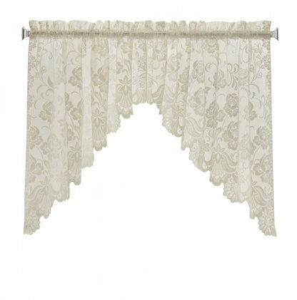 Habitat Limoges Ivory Sheer Rod Pocket Swag Valance Set - 72 x 32|Ensemble de cantonnière festonnée transparente passe-tringle Limoges ivoire d'Habitat - 72 x 32