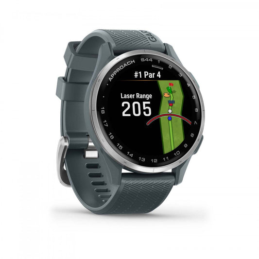 Garmin Approach S44 Amoled Montre Connectée de Golf - GPS, 43 000 Parcours Préchargés | Lunette en Aluminium Argent