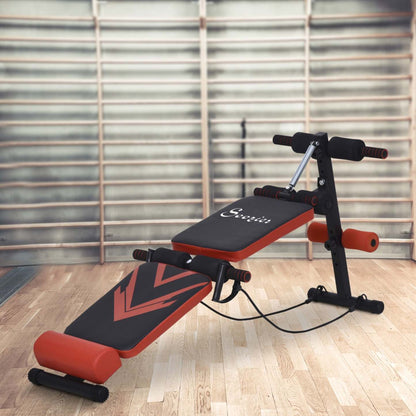 Soozier Sit Up Bench, équipement de fitness multifonctionnel, banc d'abdominaux pliable | Soozier Banc De Musculation Pliable Appareil A Abdo Hauteur Reglable 2 Bandes De Resistances + Resso