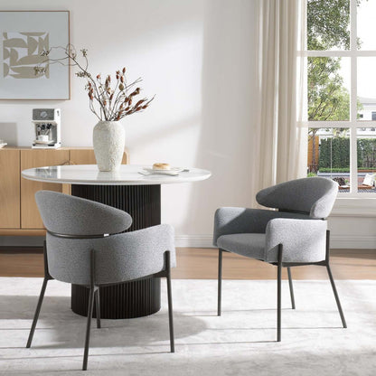 Fanny Chaises De Salle À Manger Modernes, Lot De 2, Assise Tapissée En Tissu Avec Structure Métallique, Gris
