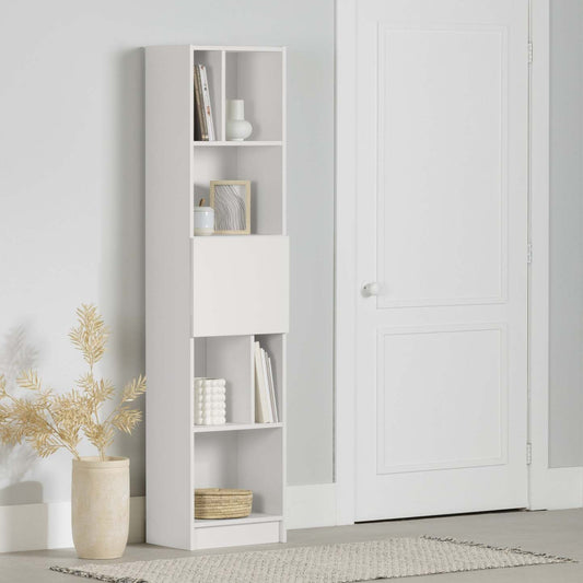 Liora Bibliothèque Étroite 5 Tablettes - Blanc Pur | Liora 5-shelf Narrow Bookcase - Pure White