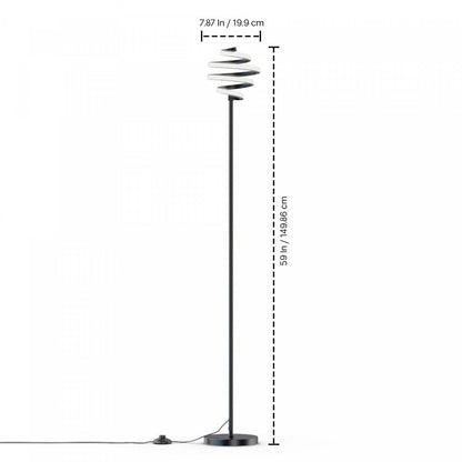 59 Matte Black Spiral LED Lampadaire |Lampe à pied en spirale à DEL de 59 po noir mat