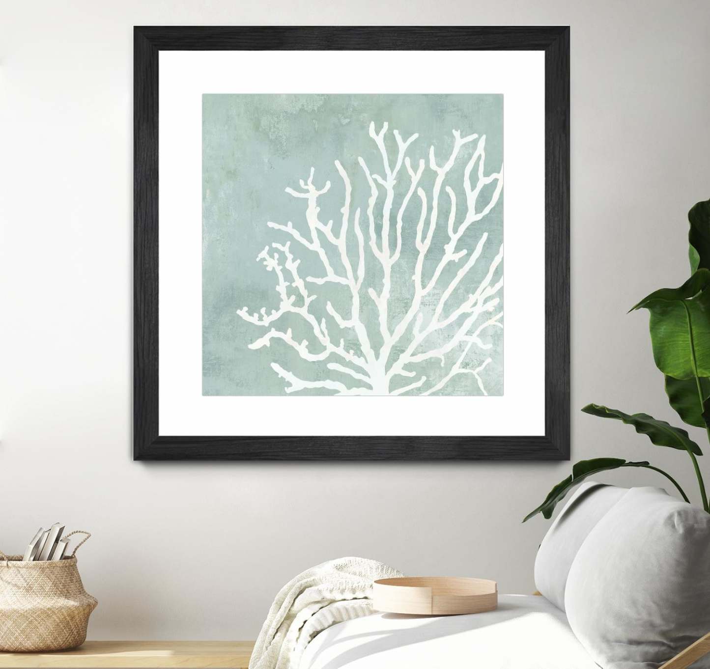 Œuvre d’art murale encadrée noire et mate « Sea Crown Ii » 30 x 30