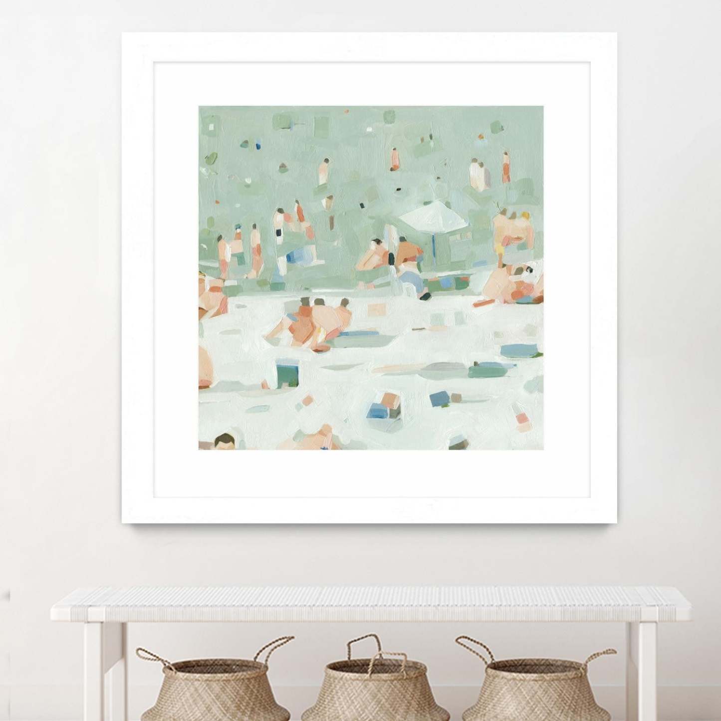 Summer Confetti I Matted and Framed White 36x36 Wall Art|Œuvre d'art murale encadrée blanche et mate « Summer Confetti I » 36 x 36