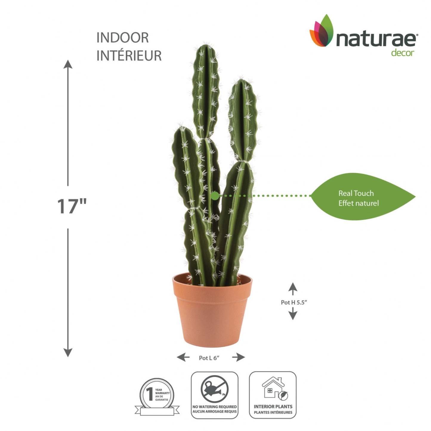 Cactus mexicain artificiel de 26 po en pot terracotta | Artificiel 26 cactus mexicains en pot en terre cuite | D10H4GH8