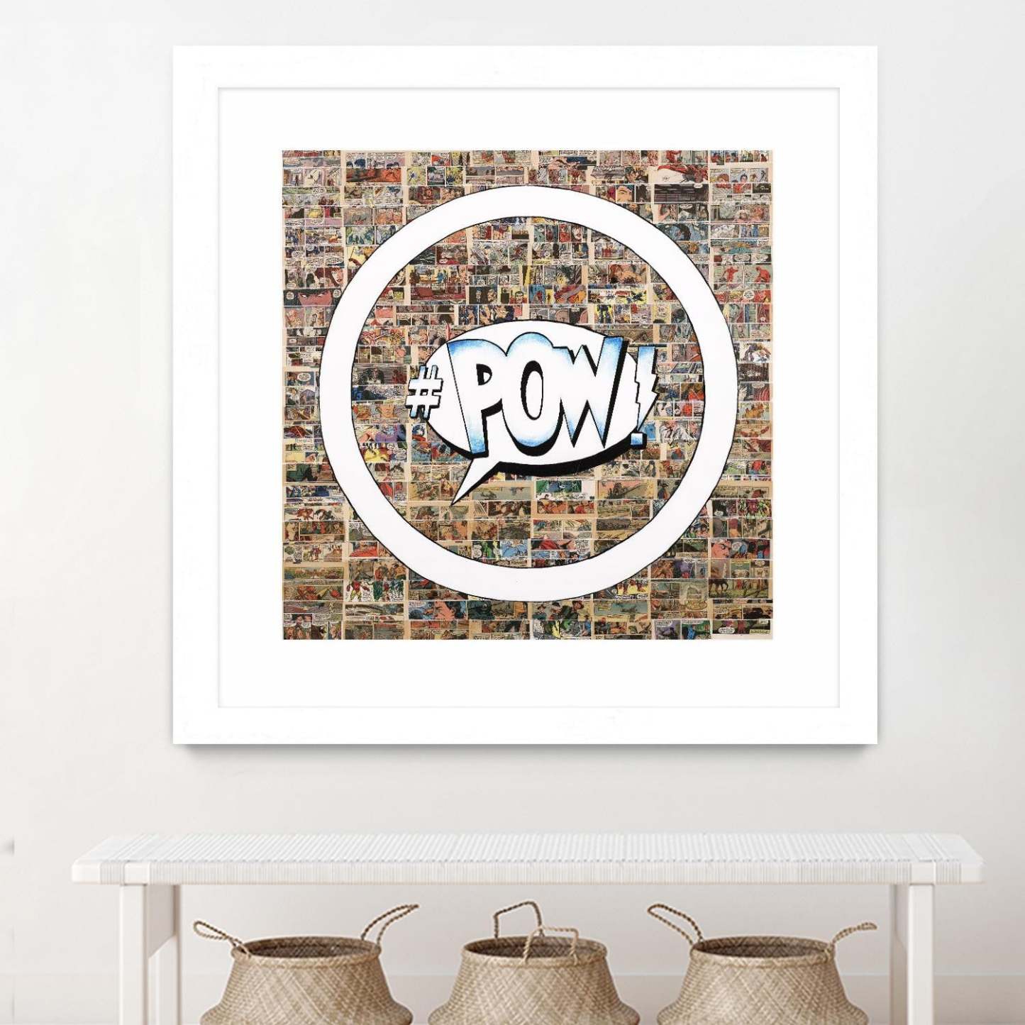 Smoke Circus I Matted and Framed White 30x30 Wall Art|Œuvre d'art murale encadrée blanche et mate « Smoke Circus I » 30 x 30