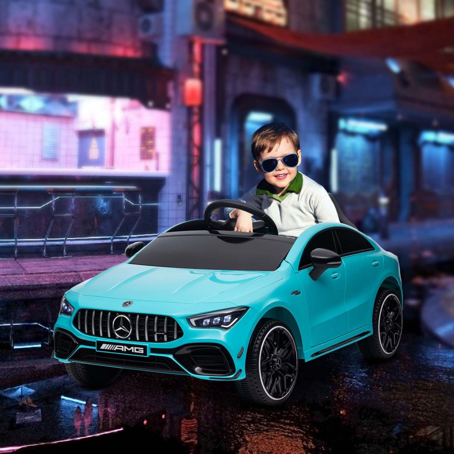 Qaba Mercedes-amg Cla 45 Voiture Électrique 12 V Sous Licence Pour Enfants Alimentée Par Batterie