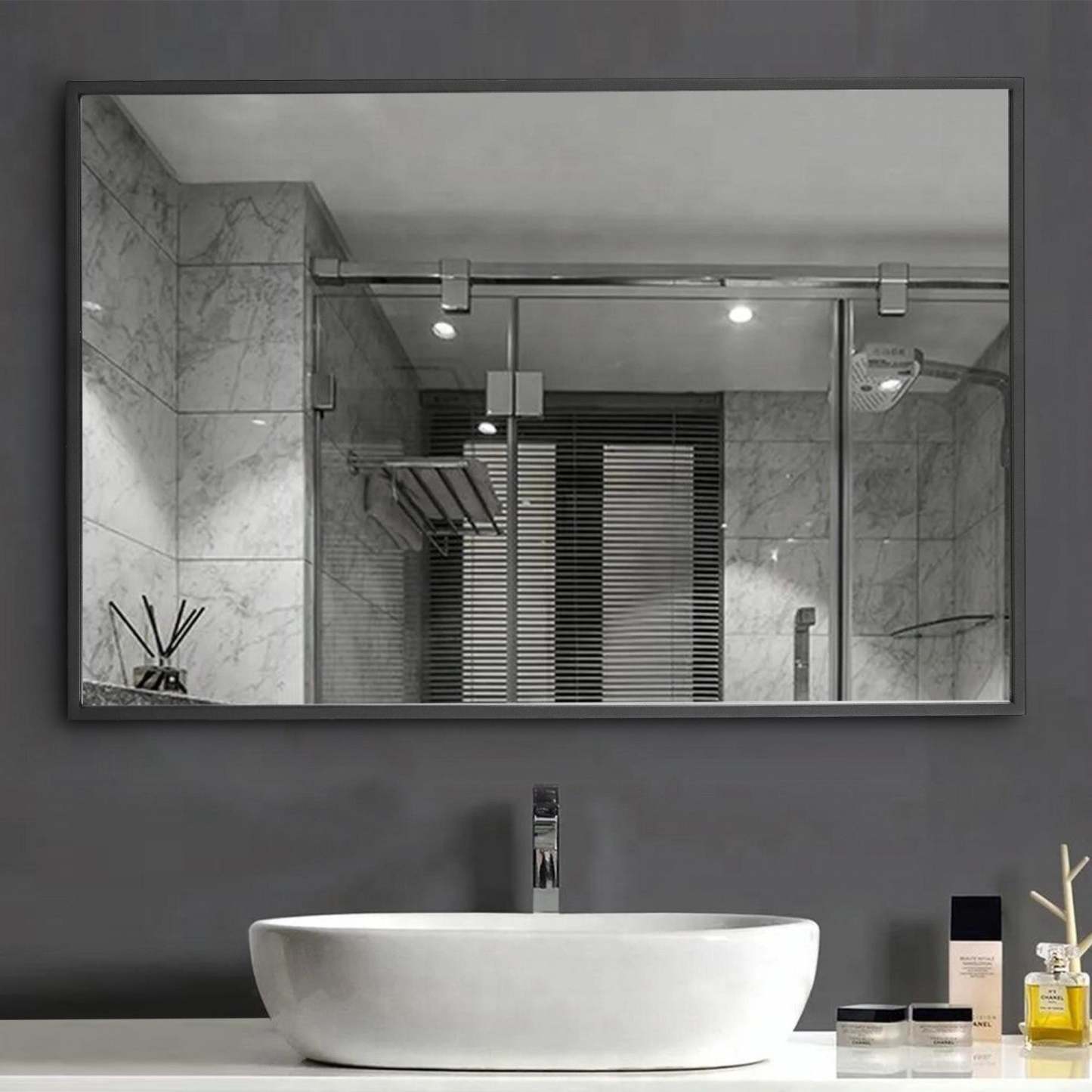 Arcus 30 X 40 Hand Crafted Linear Rectangular Mirror - Noir|Miroir rectangulaire linéaire Arcus 30 po x 40 po fabriqué à la main - noir