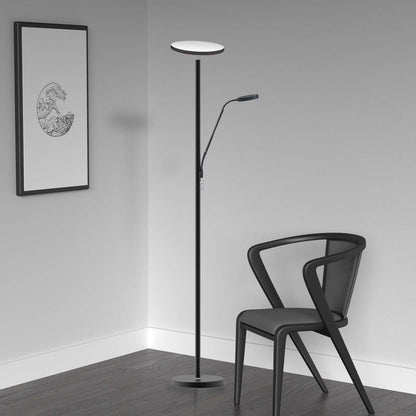 Dainolite Mother And Son LED Lampadaire Sandy Black Finish|Lampe à pied Mother and Son de Dainolite avec fini noir sablé et ampoule à DEL