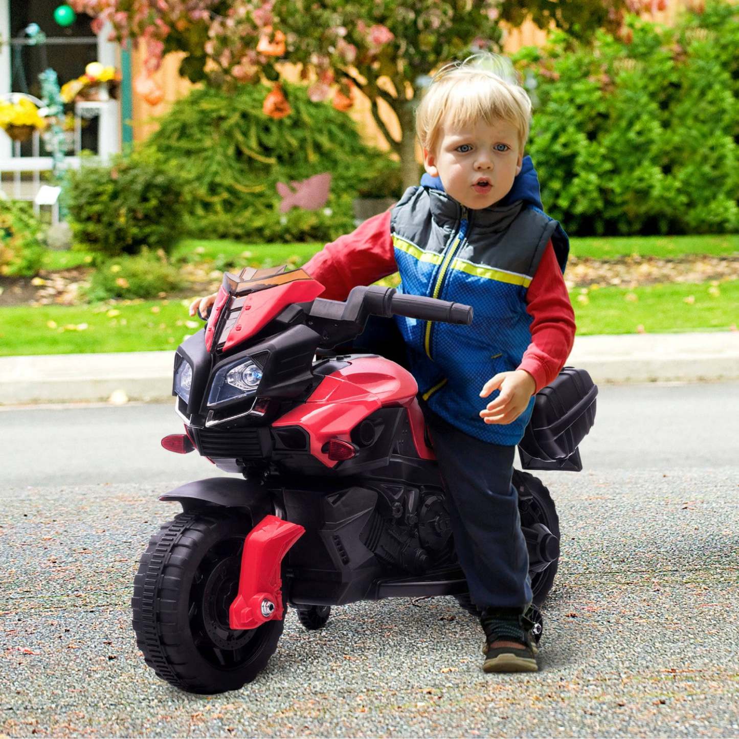 Aosom Enfants Moto Électrique à Pédales, Moto Tout-Terrain Électrique Alimentée par Batterie 6v avec Roues de Formation, Gif|Aosom Enfants Moto Électrique Ride-on Jouet Alimenté par Batterie Rechargeable 6v Klaxon Phare