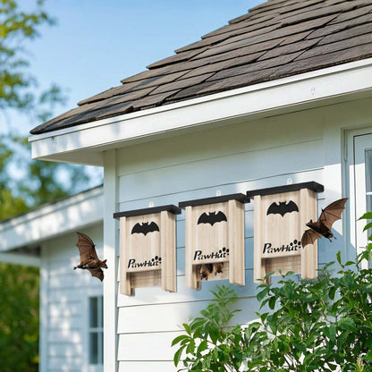 Pawhut Boîtes à Chauves-souris, Pack de 3 Maisons en Bois pour Chauves-souris pour l'Extérieur, Jardin, Ferme, Facile pour les Chauves-souris à Se Poser et Se Reposer, Conçu pour Attirer les Chauves-souris & Facile à Accrocher, 18 X 6 X 22.5 Cm