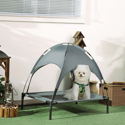 Pawhut Lit Pour Chien Élevé Portable Avec Auvent Pour Chiens De Taille Moyenne, &amp; |Pawhut Lit Pour Chien Portable Surélévé Intérieur Avec Auvent De Protection UV (30 LX 24,3 LX 29 H)