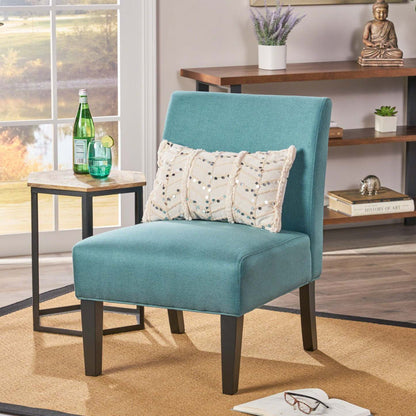 Fauteuil d'appoint Oliver en tissu d'apparence lin avec pattes en bois d'hévéa - Sarcelle | Fauteuil D'appoint Oliver En Tissu aspect lin Avec Pieds En Bois Caoutchouc - Bleu Sarcelle