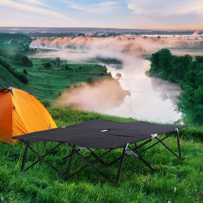 Outsunny 76 Lit de camping pliable pour deux personnes avec sac de transport, noir
