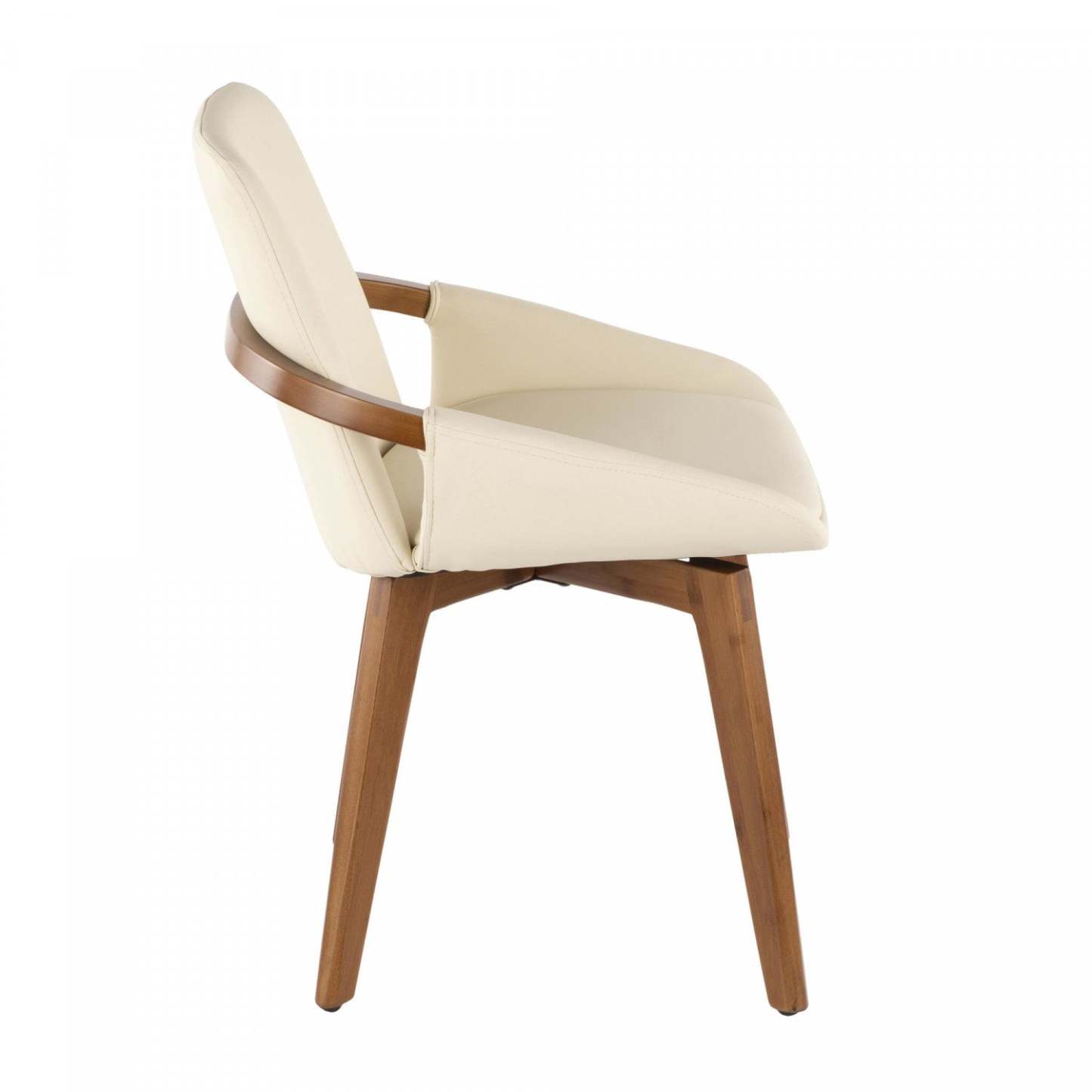 LumiSource Cosmo Faux Leather Mid-Century Dining Chair - Walnut/Cream|Chaise de salle à manger de style du milieu du 20e siècle Cosmo en similicuir - noyer et crème