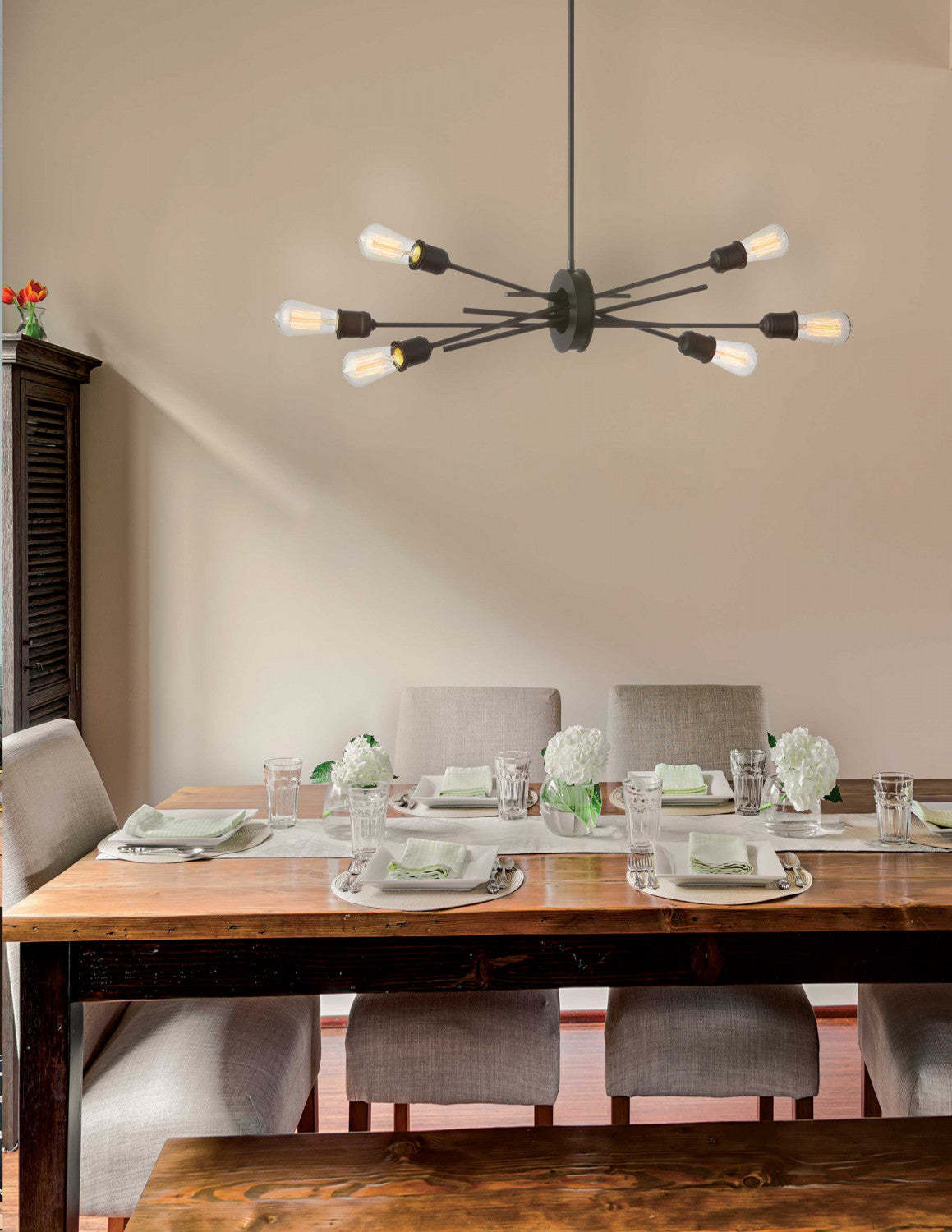 Dainolite Nebraska 6 Light Horizontal Pendant Espresso Finish Lamp|Luminaire suspendu horizontal Nebraska de Dainolite avec fini espresso et 6 ampoules