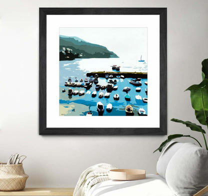 Boats Matted and Framed Black 36x36 Wall Art|Œuvre d’art murale encadrée noire et mate « Boats » 36 x 36